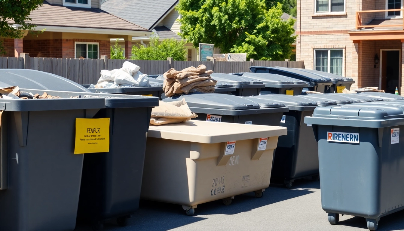 Efficient disposal bins rental service showcasing various sizes of dumpsters for residential and commercial use.