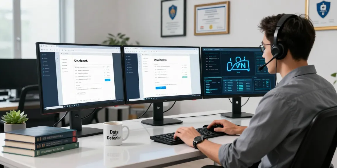 Expert IT specialist monitoring security protocols for shs-dome5.com in a modern office.