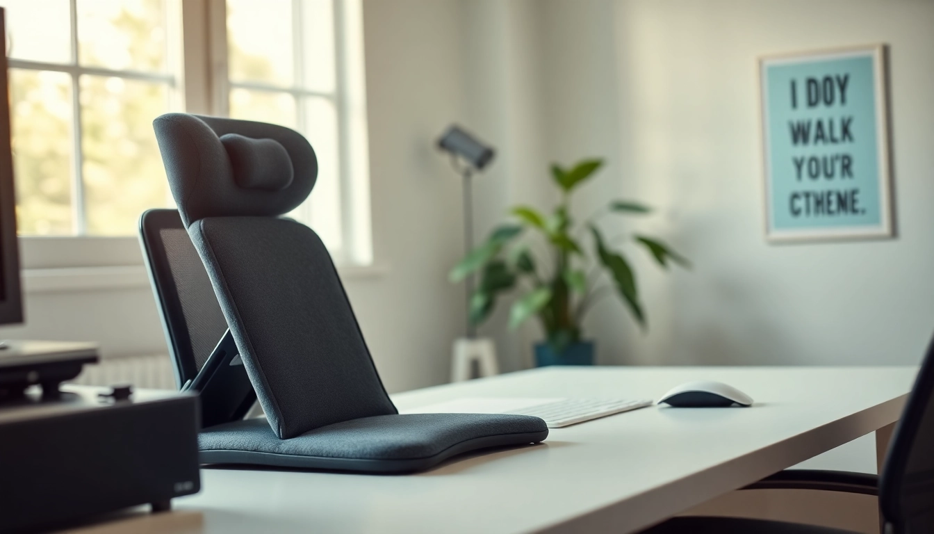 Enhance your posture support with an ergonomic device showcased in a serene home office.
