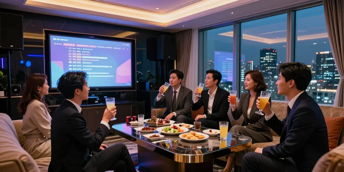 강남가라오케에서 우아한 분위기의 룸과 함께 즐거운 시간을 보내는 사람들