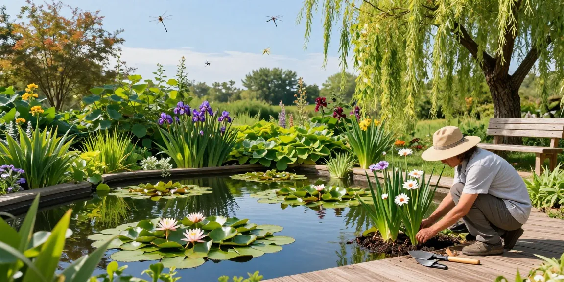 Buy Marginal Pond Plants showcased in a colorful garden pond scene with lush greenery and serene water reflections.