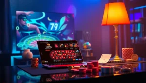 Engage with 79king net's online gambling platform showcasing poker tables and vibrant graphics.