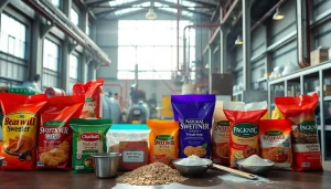 Der süßstofflieferant präsentiert eine Auswahl an Süßstoffen in einer Produktionsumgebung.