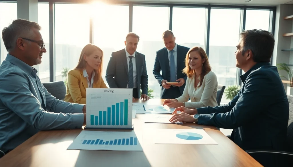 Analyze competitor pricing strategies during a business meeting with graphs and charts.