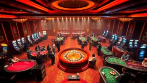 Experience the excitement at god55 casino with players enjoying various games in a luxurious setting.