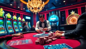 Experience the thrill of kuwin 1 live casino action with vibrant poker tables and immersive gambling scenes.