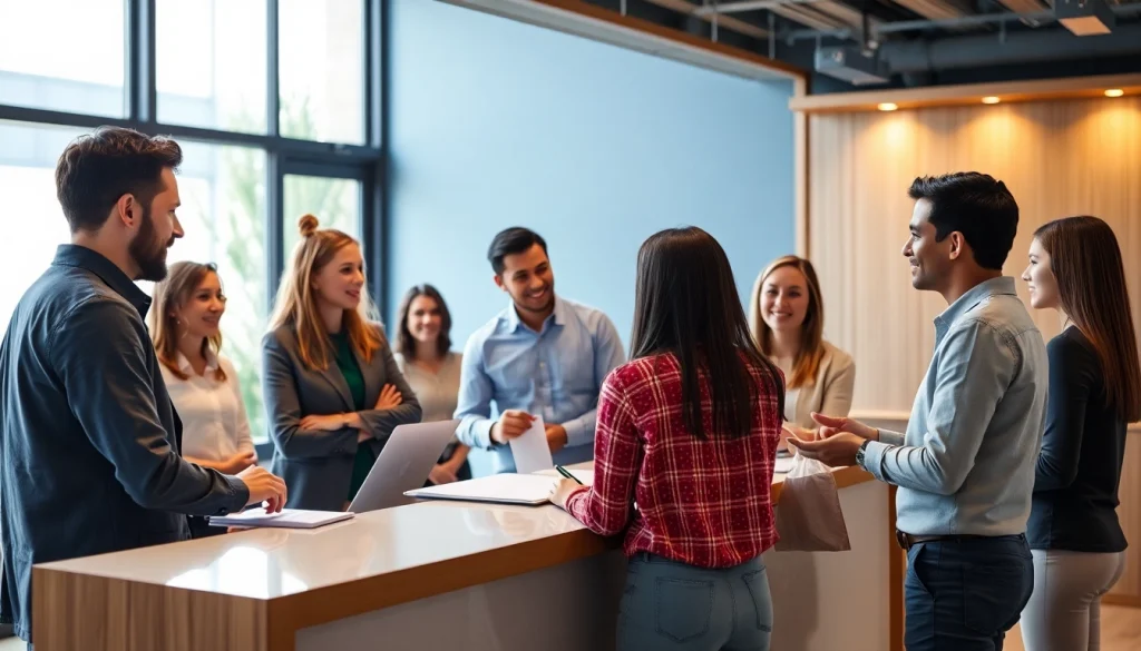 Enhance skills in Front desk training through interactive sessions in a modern office.