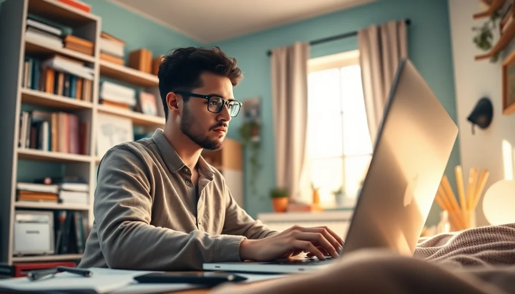 Engaged content creator demonstrating how to get paid for content creation fast in a modern workspace.