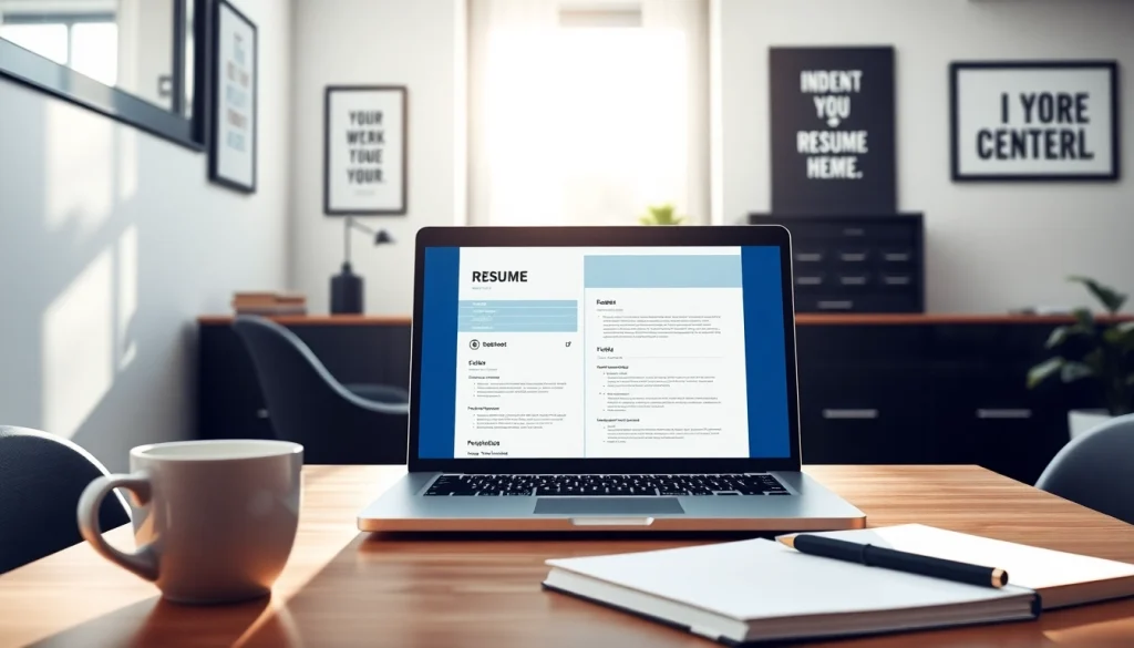 Create your standout resume using the Resume Builder interface showcased on a modern laptop.