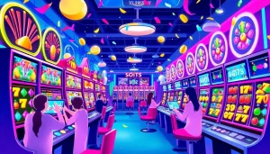 Menangkan slot pulsa 5000 dengan antusiasme di antarmuka permainan slot online yang ceria.