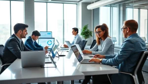 Engaging collaboration scene with WPS办公 software in a modern office.