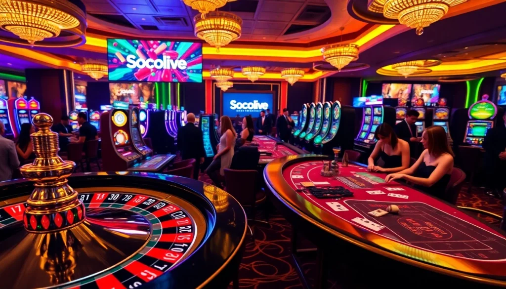 Socolive offers an immersive gambling experience with casino games showcasing vibrant tables and exciting gameplay.