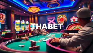 Players enjoying poker at THABET casino with vibrant gaming atmosphere and luxury elements.