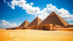 Captivating view of the Pyramids of Giza, showcasing their historical significance at https://piraminds.com/.