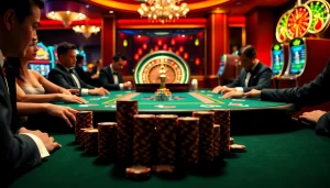 Engage in a thrilling game at the official hidden wiki-themed casino, showcasing poker excitement and luxury.