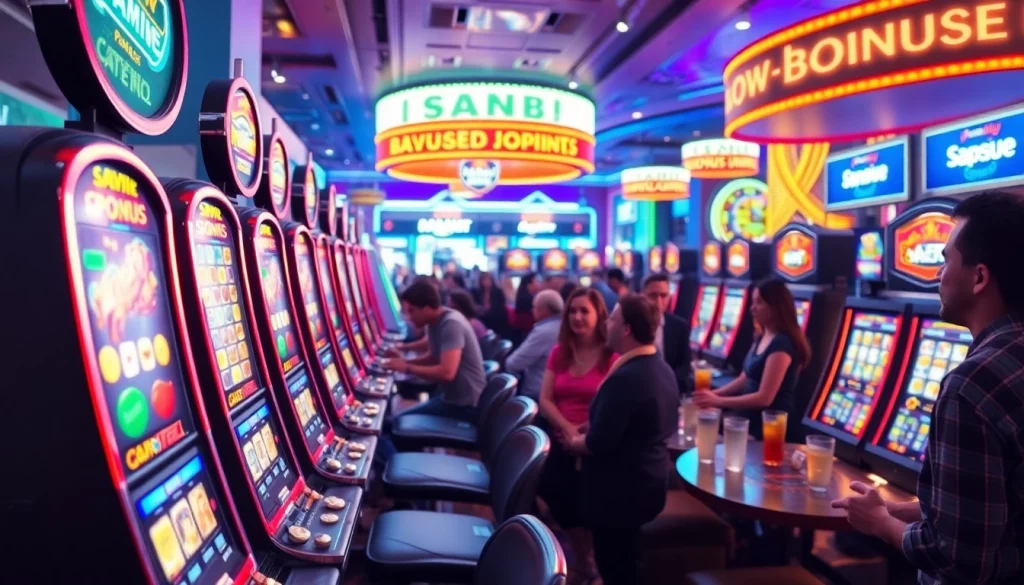 Menangkan jackpot di slot depo 1000 dengan suasana kasino yang penuh warna dan semangat.