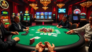 BDJL players engaging in a high-stakes poker game at a luxurious casino table