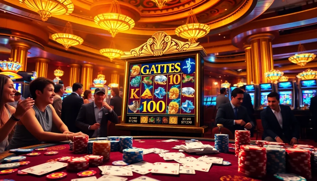 Pemain menikmati mesin slot Gates of Olympus 1000 di lingkungan kasino mewah