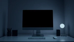 Black screen displayed on a modern monitor for focus and eye relaxation.