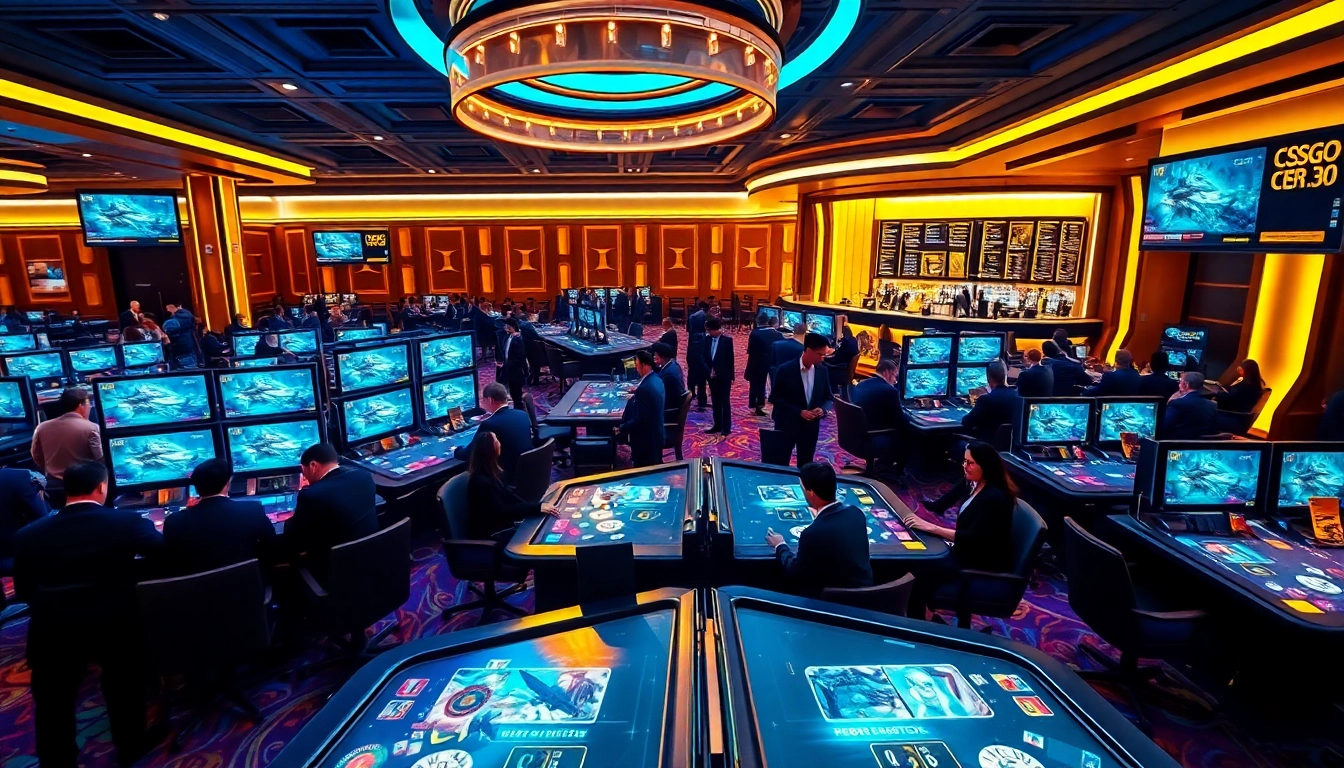 Engaging scene of reddit csgo gambling sites illustrating a dynamic casino atmosphere with players.