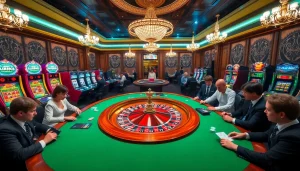 Engaged players enjoying games at u888 com’s luxurious casino, with poker, slots, and roulette.