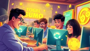 Adegan permainan togel sumo online dengan para pemain yang antusias terlibat dalam permainan.
