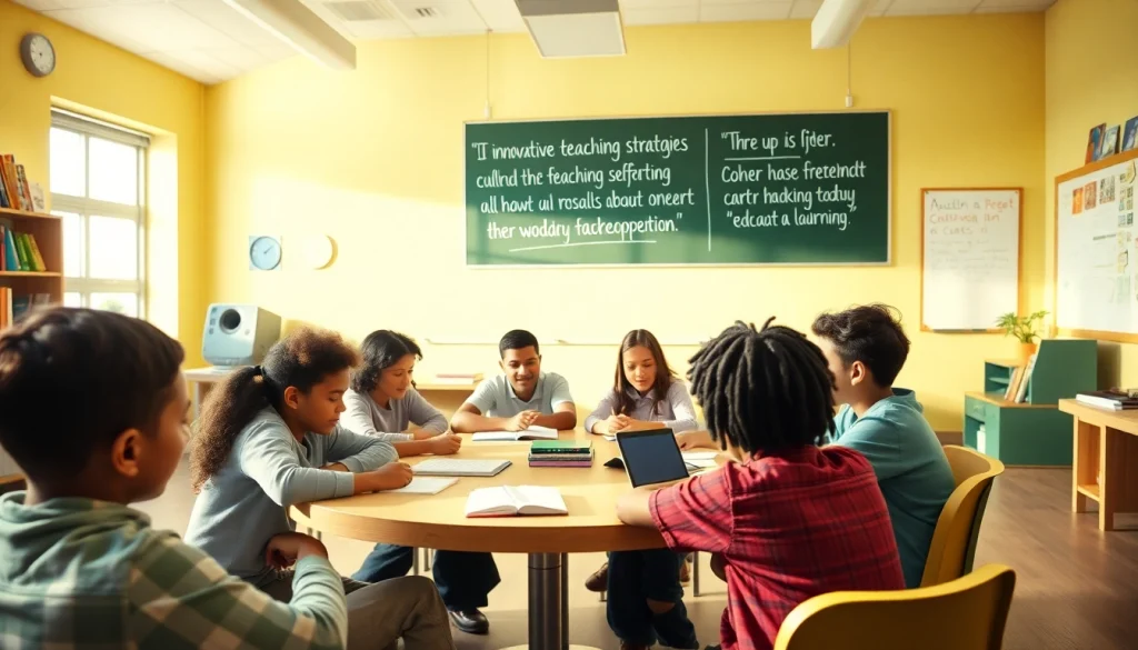 Dynamic classroom scene showcasing collaborative education efforts among diverse students.