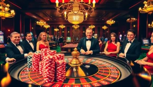 Players engaged with the roulette table, showcasing excitement while exploring the 789f link for online gambling.