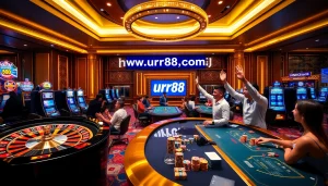 Experience excitement at https://urr88.com/ with players enjoying roulette and poker in a luxurious casino.