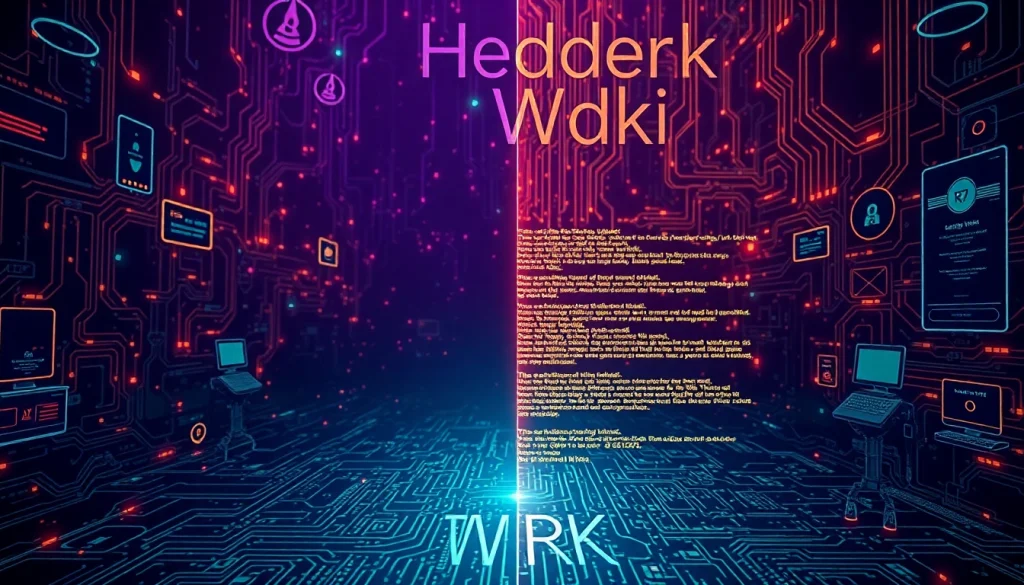 The Hidden Wiki showcasing dark web links amidst a mysterious digital landscape, symbolizing the duality of the internet.