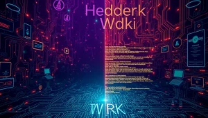 The Hidden Wiki showcasing dark web links amidst a mysterious digital landscape, symbolizing the duality of the internet.