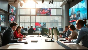 Journalists collaborating in a bright newsroom at https://www.thedailynewsonline.com.