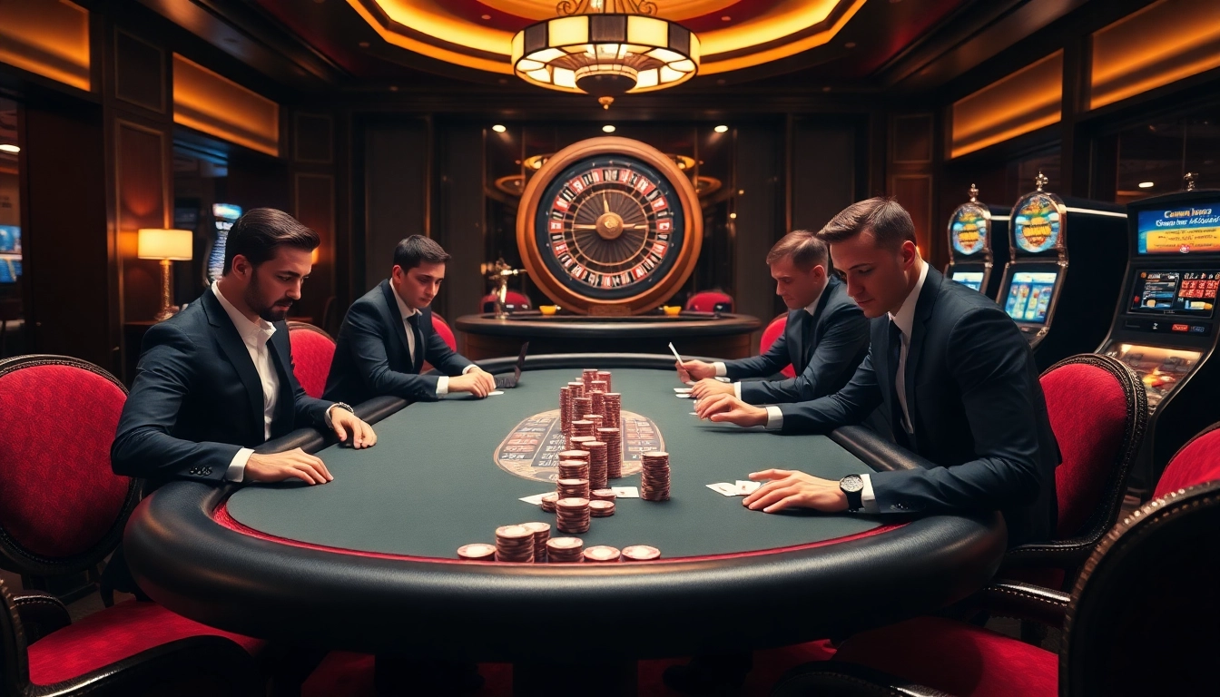 Bermain di aurendezvousdesamis.com, menikmati permainan poker dengan taruhan tinggi di tengah dekor kasino yang mewah.