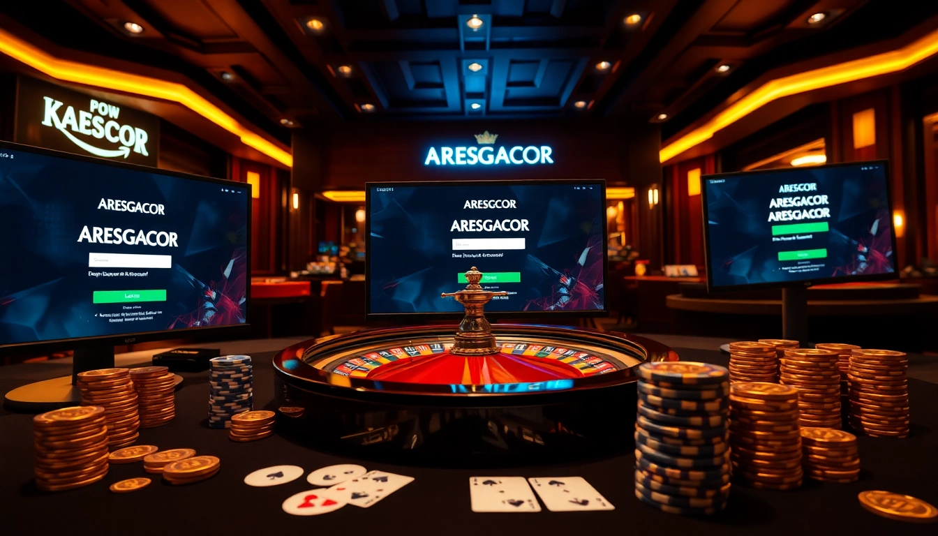 Engage with the thrilling login aresgacor experience amidst a vibrant online casino atmosphere.