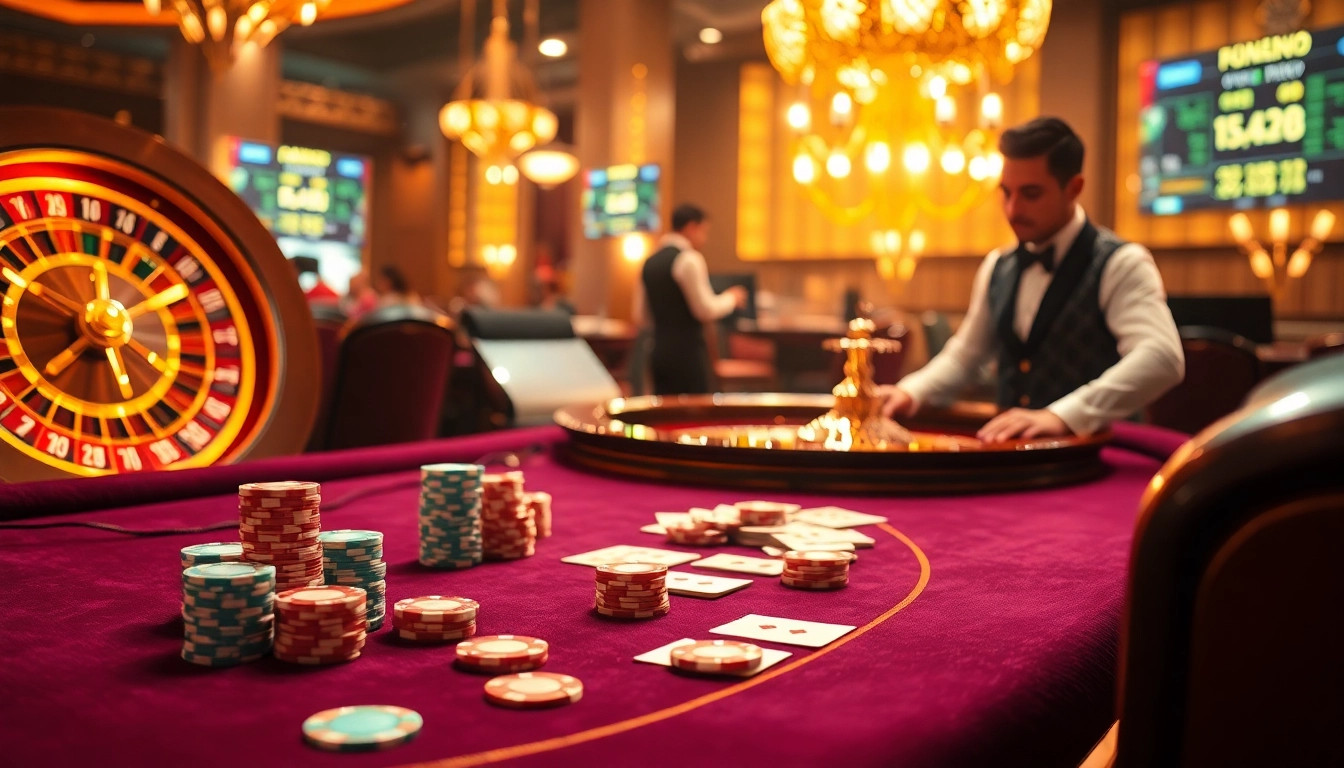 Experience the thrill of nhà cái u888 with vibrant casino tables, chips, and engaging players.