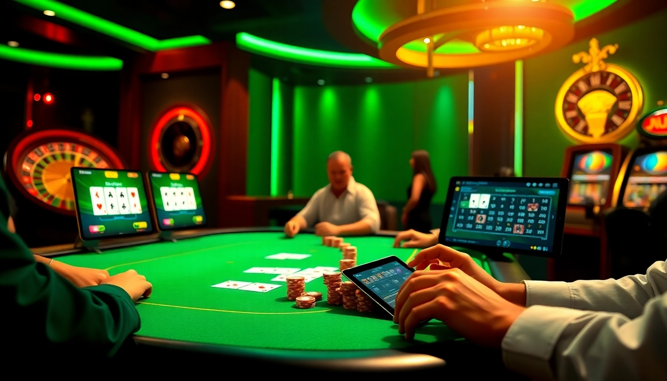 Experience an exciting game of IDN poker with vibrant chips and cards on a dynamic poker table.