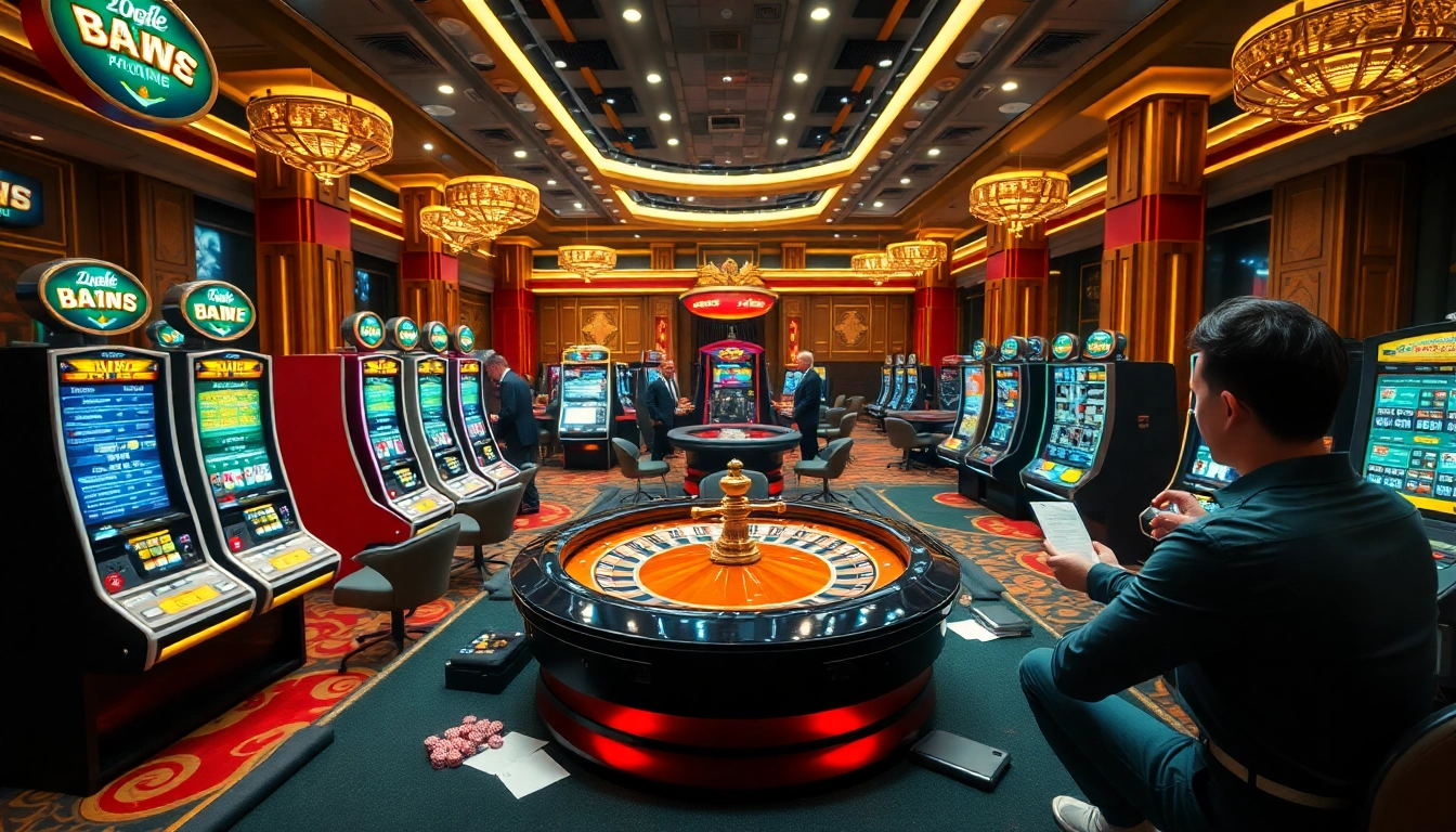 Pemain menganalisis strategi dalam adegan kasino yang hidup dengan elemen Utama4D Togel.