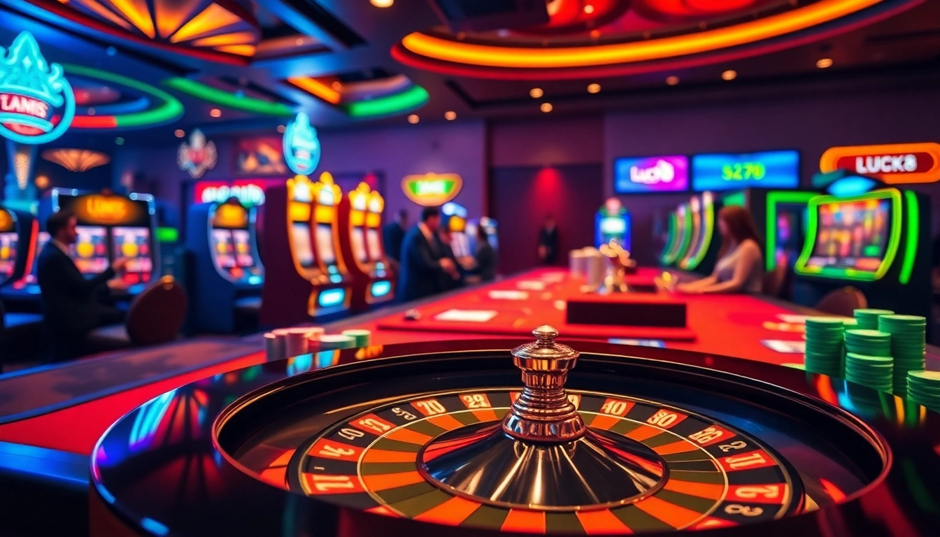 LUCK8 casino gaming table with vibrant poker chips and cards, enhancing player experience.