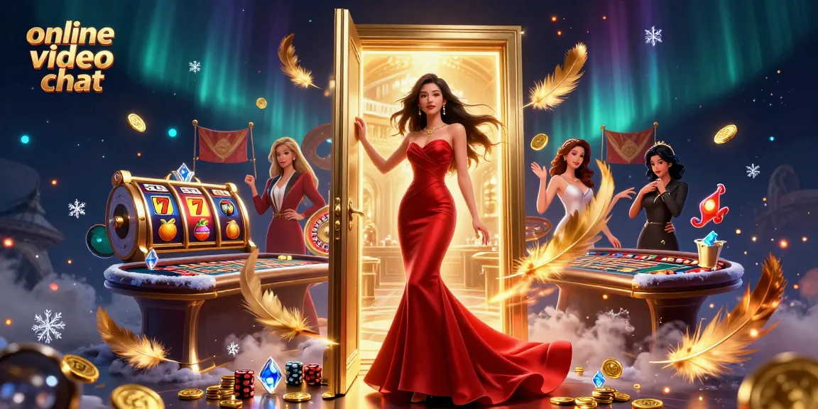 Engage in online video chat with vibrant casino elements showcasing thrilling interactions and connections.