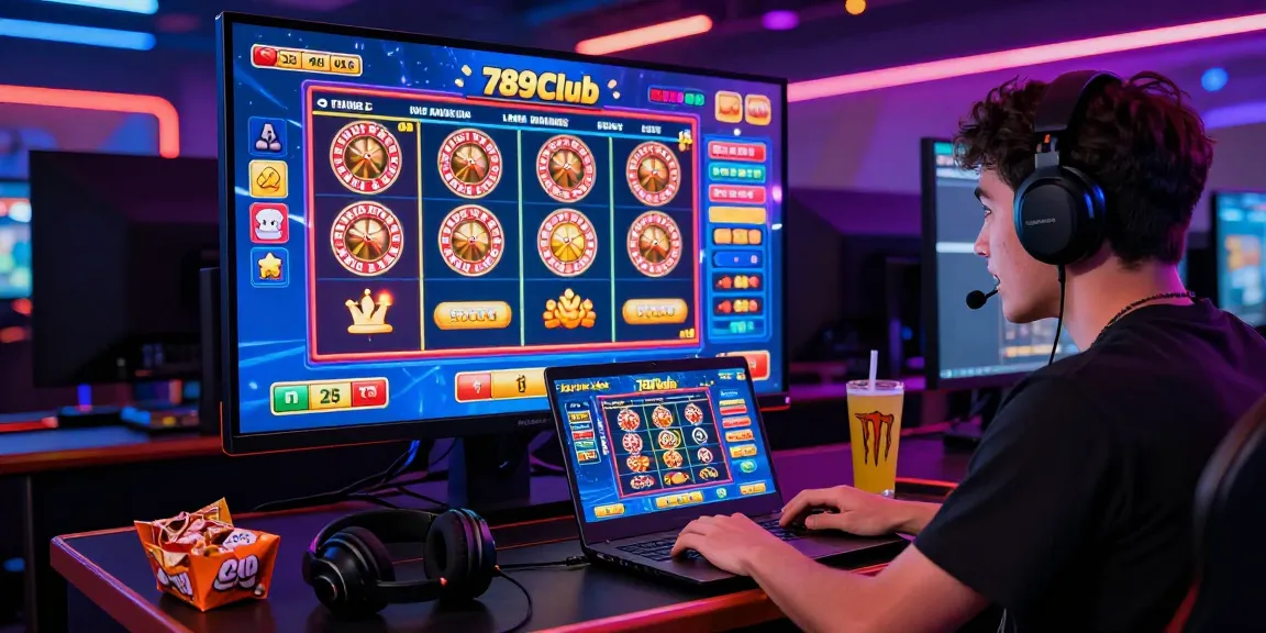 Player enjoying 789Club's dynamic online gaming environment with neon visuals