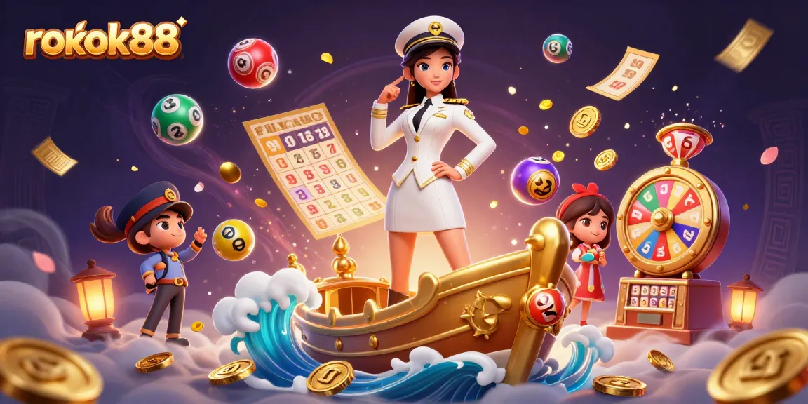 Experience the excitement of rokok88 with this vibrant 3D casino illustration featuring dynamic lottery games.