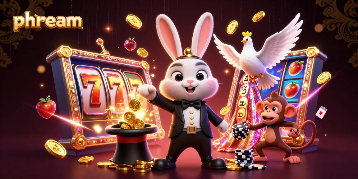 Spin the reels with phdream's thrilling slots, featuring a magician rabbit and exciting jackpot elements.