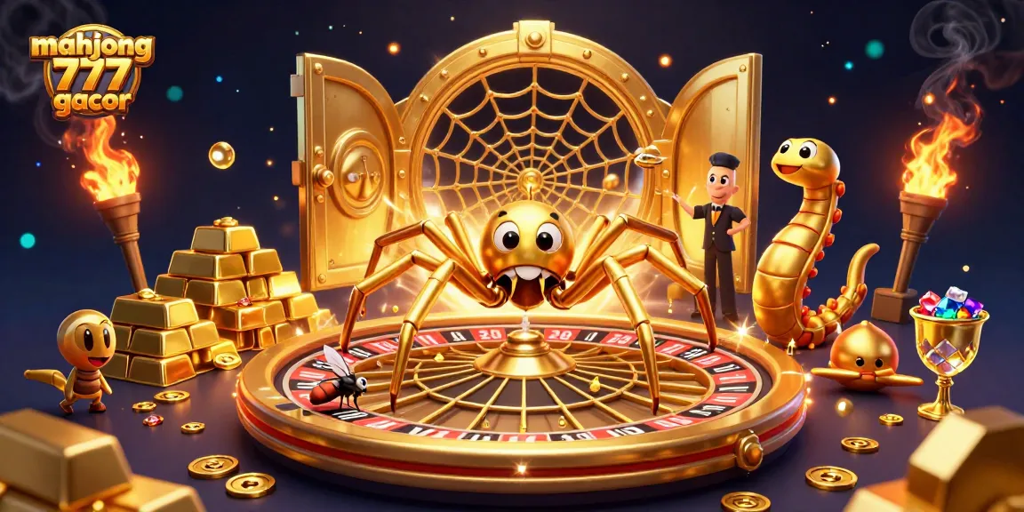 Spin the roulette web with mahjong 777 gacor characters for big wins in this immersive casino fantasy scene.