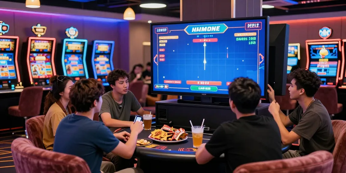 A diverse group of friends enjoying the Aviator 1xBet crash game at a modern online casino while preparing to cash out.