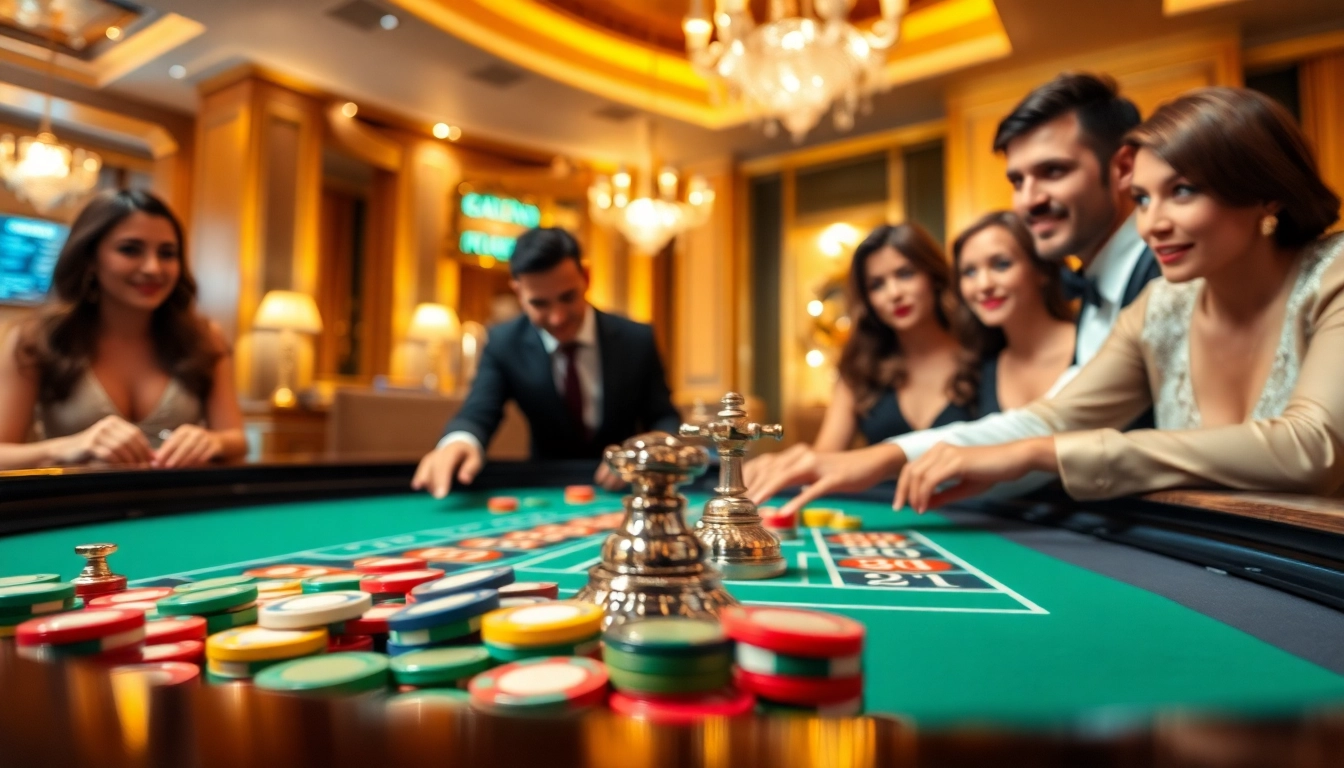 Tangkap momen seru di kasino dengan situs toto yang menampilkan pemain dan dealer di meja permainan.
